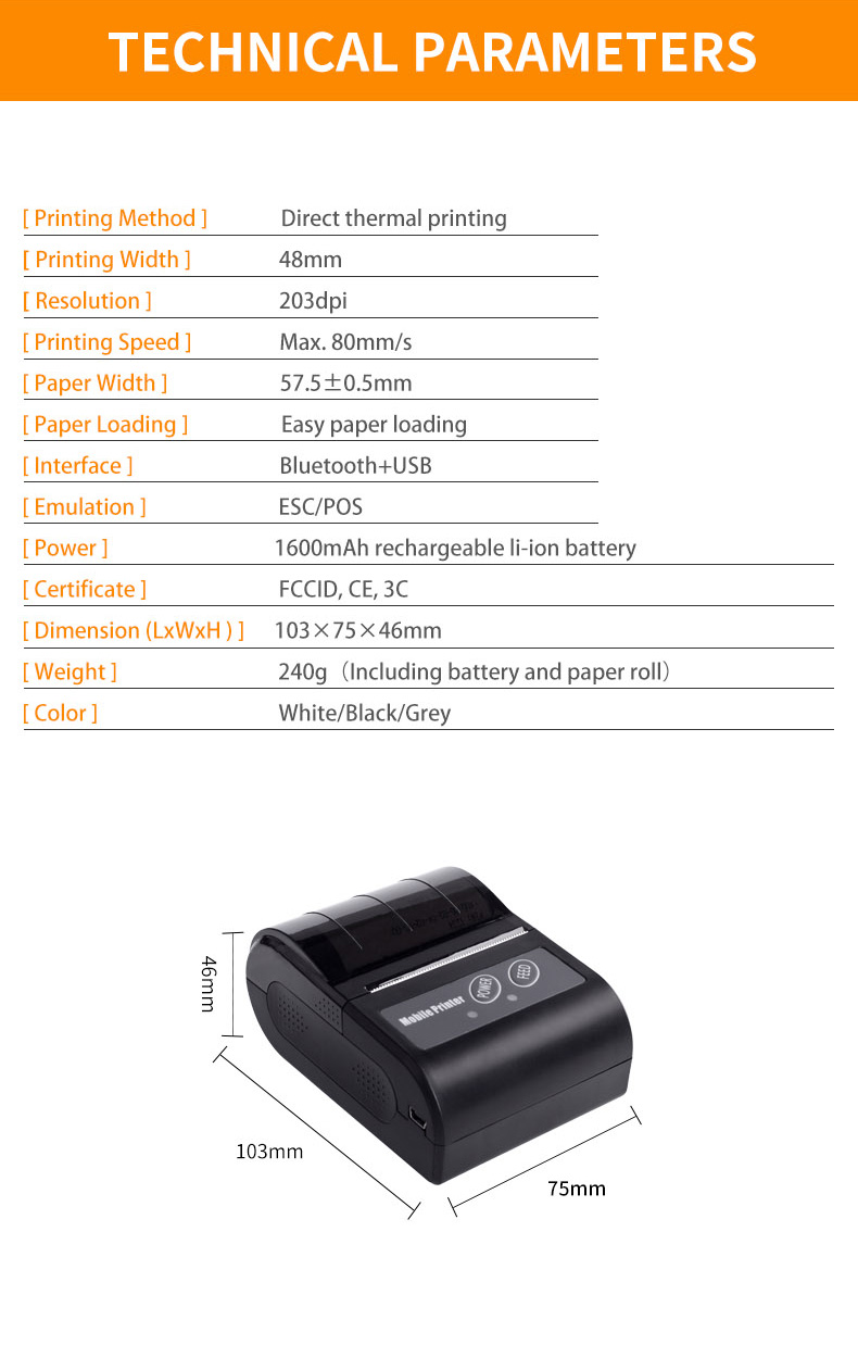 Mobile Printer With Bluetooth